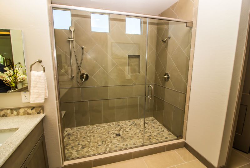 Minimalist Shower with Stone Accents