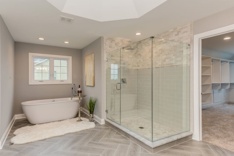 Open Shower Space with Floating Bench